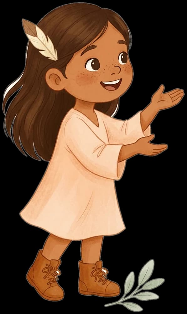 Ilustración de una chica presentando la propuesta con un gesto abierto de ambas manos